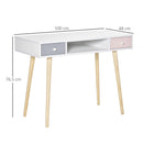 Scrivania per Bambini 100x48x76,5 cm in Legno di Pino e MDF Bianco Rosa e Grigio