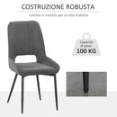 Set 2 Sedie Imbottite 59,5x50,5x92 cm in Tessuto Grigie