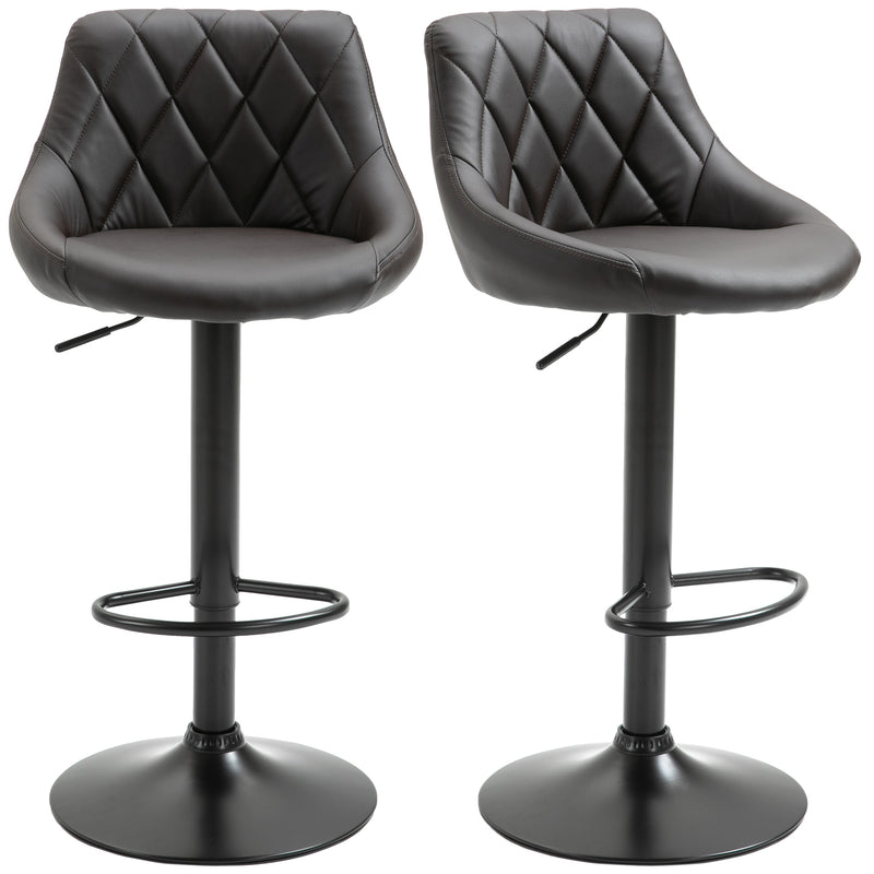 Set 2 Sgabelli da Bar 46,5x48x84,5-106,5 cm in Similpelle Marrone