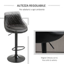 Set 2 Sgabelli da Bar 46,5x48x84,5-106,5 cm in Similpelle Marrone