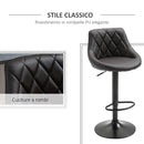 Set 2 Sgabelli da Bar 46,5x48x84,5-106,5 cm in Similpelle Marrone