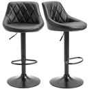 Set 2 Sgabelli da Bar 46,5x48x84,5-106,5 cm in Similpelle Nero
