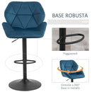 Set 2 Sgabelli da Bar 57x58x97-117 cm in Poliestere Vellutato Blu
