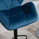 Set 2 Sgabelli da Bar 57x58x97-117 cm in Poliestere Vellutato Blu