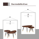 Set 2 Tavolini a Forma di Goccia in Legno Noce