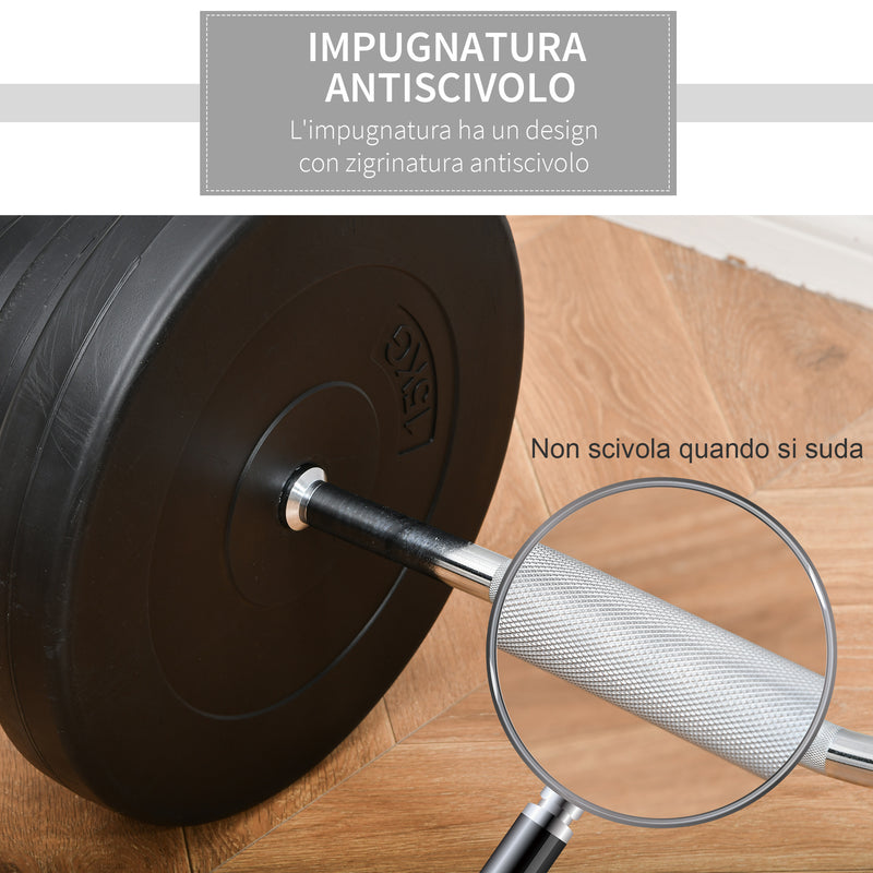 Set Bilanciere 140 cm Barra Curva in Acciaio con 8 Dischi Peso Regolabile 70 Kg