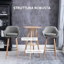 Set 2 Sgabelli da Bar 55x48x100 cm in Tessuto Grigio