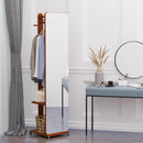 Specchio da Terra 40x44,5x170 cm con Appendiabiti Mensole e Ruote Noce