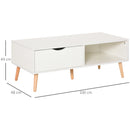 Tavolino Basso con Cassetto 100x48x44 cm in Legno Bianco