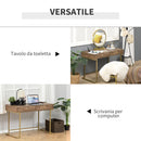 Consolle Ingresso 2 Cassetti 110x55x76 cm in Metallo e MDF Marrone e Oro