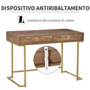 Consolle Ingresso 2 Cassetti 110x55x76 cm in Metallo e MDF Marrone e Oro
