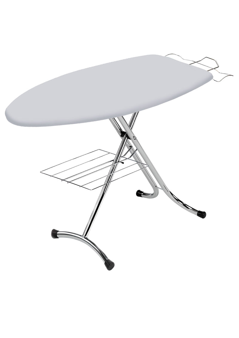 Asse da Stiro Rugby Profi 125x46 cm Salvaspazio Ampia Area con Ripiano Sottostante Gambe Triple in Acciaio