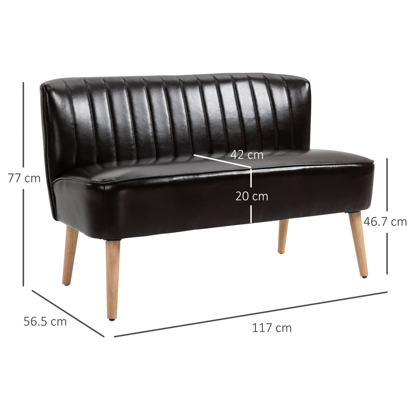 Divano 2 Posti 117x56,5x77 cm in Similpelle Marrone Scuro