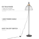 Lampada da Terra 44x34x154 cm in Metallo e Rattan Nero