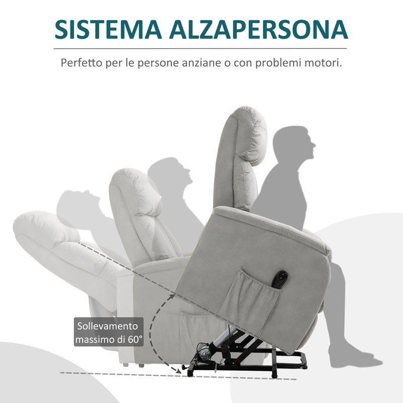Poltrona Alzapersona Elettrica 1 Motore in Tessuto Grigio
