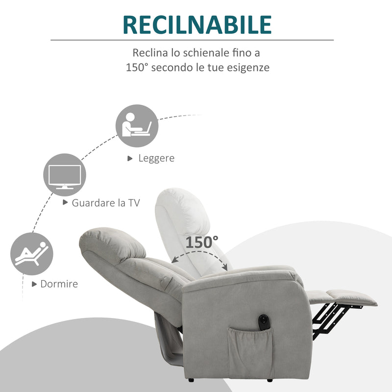Poltrona Alzapersona Elettrica 1 Motore in Tessuto Grigio