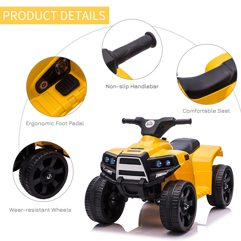 Mini Quad Elettrico per Bambini 6V Nero e Giallo