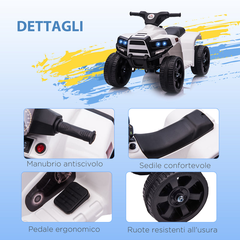 Mini Quad Elettrico per Bambini 6V Nero Bianco