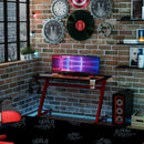 Scrivania Gaming 120x65x74,5 cm in Legno e Acciaio  Rosso e Nera