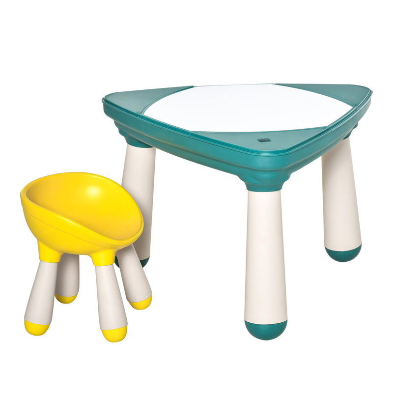 Set Tavolino con Sedia per Bambini in ABS Giallo e Verde