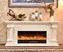 Camino Elettrico da Pavimento 70x180x33 cm Effetto Fiamma 1500W Frankfurt Long Bianco