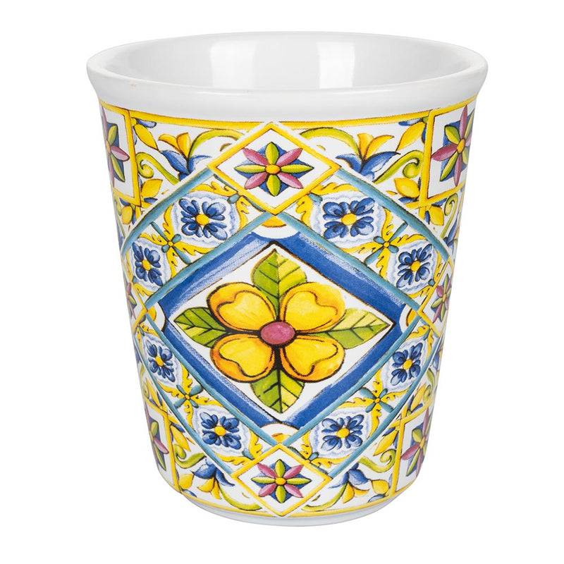 Set 6 Bicchieri Acqua Costiera in Ceramica VdE Tivoli 1996 Bianchi con Decori