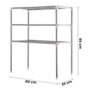 Scaffale Salvaspazio per Microonde 60x25x65 cm 3 Ripiani Rack per Cucina