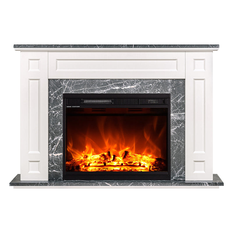 Camino Elettrico da Pavimento 78x115x27 cm Effetto Fiamma 1500W Frida & Lorance Ivory/dark gray