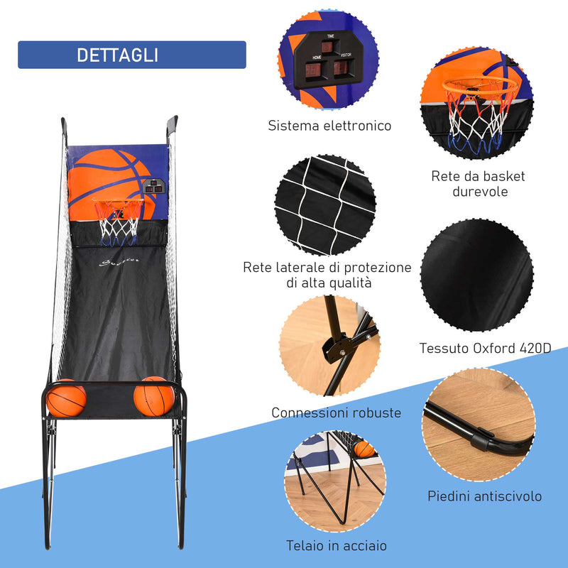 Canestro da Basket con Scivolo e Segnapunti Elettronico 66x207x206 cm