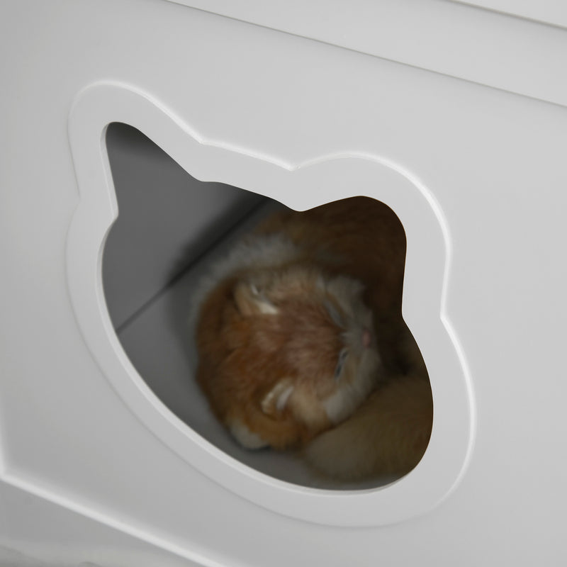 Lettiera per Gatti a 2 Ante con Portaoggetti Laterale 88,5x48x51,5 cm Bianca