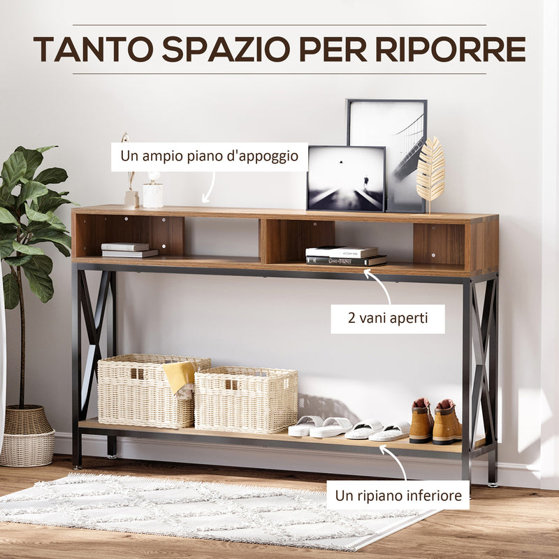Tavolo Consolle per Ingresso 3 Ripiani 120x23,5x75 cm Noce e Nero