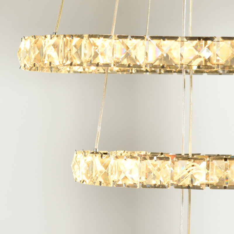 Lampadario a LED con Cristalli Altezza Regolabile 71W 40x120 cm Argento