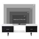Mobile TV in Legno Truciolato e Metallo 140x30x42 cm Bianco e Nero