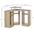 Scrivania Angolare Porta PC 90x90x83,5 cm Legno Truciolato Rovere