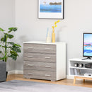 Cassettiera 4 Cassetti con Maniglie in Alluminio e Struttura in Legno 76x35x72 cm Bianco Grigio