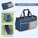 Trasportino per Cani e Gatti 47x20x28 cm in Oxford con Rete Traspirante Blu