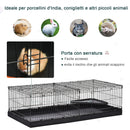 Gabbia per Roditori 118x59x36 cm in Metallo e Tela Nera