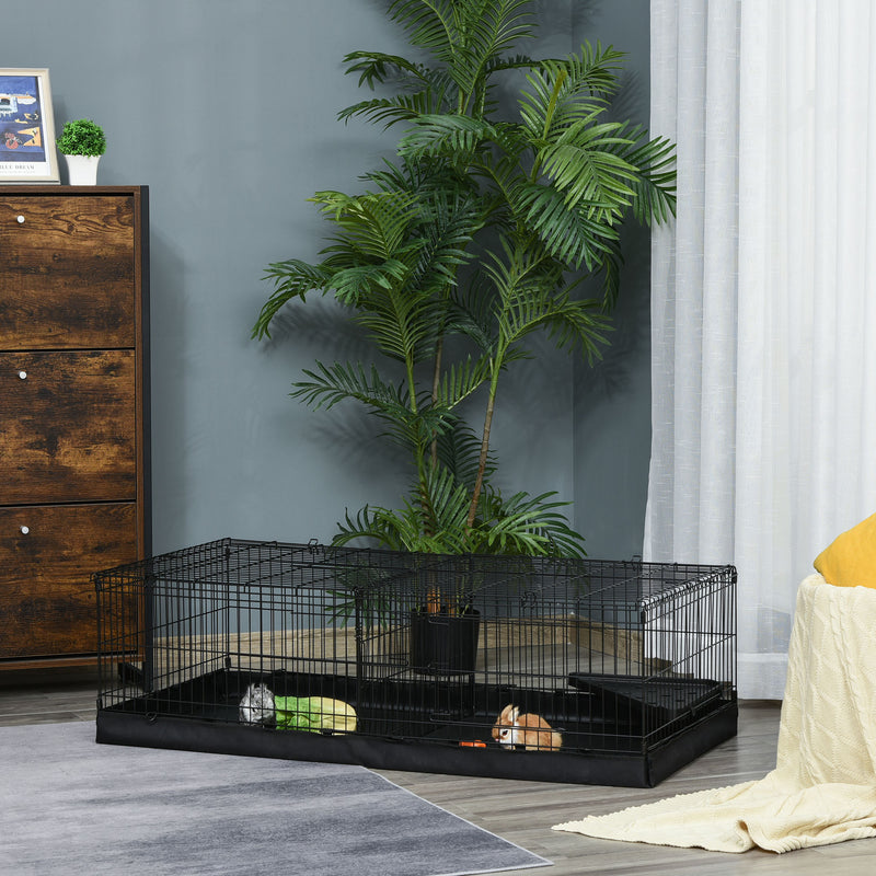 Gabbia per Roditori 118x59x36 cm in Metallo e Tela Nera