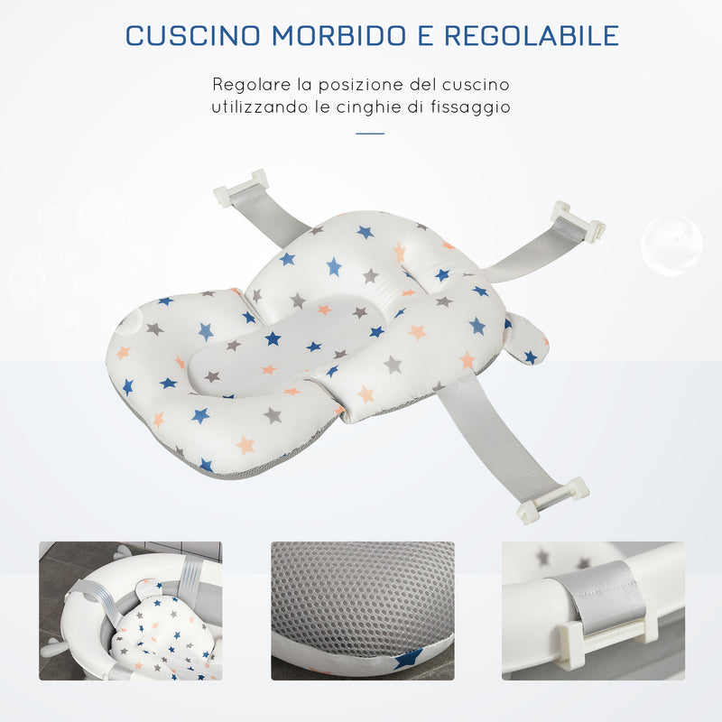 Vaschetta Bagnetto Pieghevole per Bambini 81,5x50,5x23,5 cm 0-3 Anni Grigio Bianco