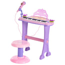 Pianola 32 Tasti con Sgabello e Microfono Karaoke Mp3 e Registratore Rosa