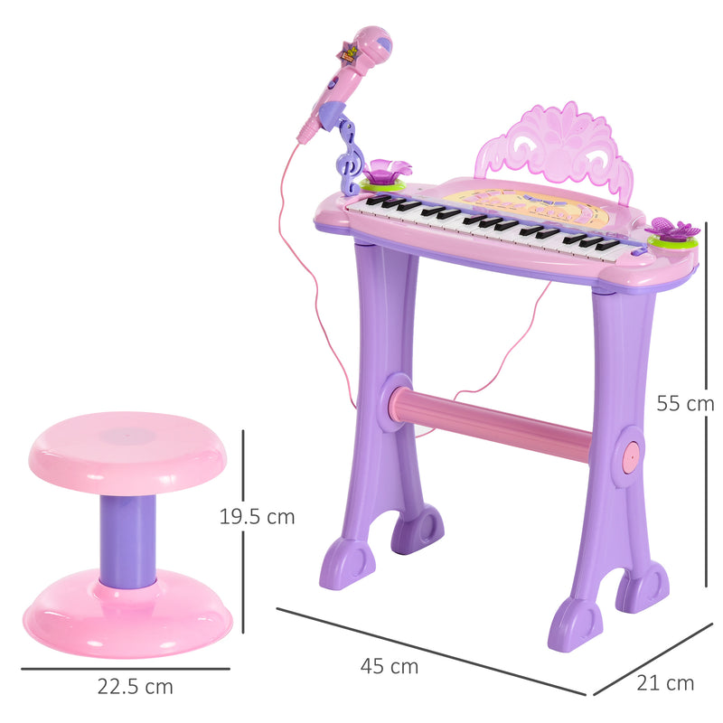 Pianola 32 Tasti con Sgabello e Microfono Karaoke Mp3 e Registratore Rosa