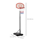 Canestro da Basket da Esterno Altezza Regolabile 175-215 cm in Metallo con Ruote Nero