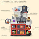 Cucina Giocattolo per Bambini 56x25,5x61 cm con Utensili Bianco e Rossa