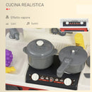 Cucina Giocattolo per Bambini 56x25,5x61 cm con Utensili Bianco e Rossa