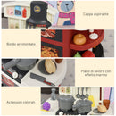 Cucina Giocattolo per Bambini 56x25,5x61 cm con Utensili Bianco e Rossa