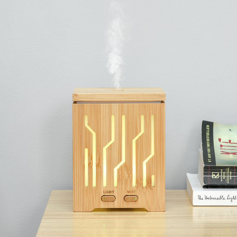 Diffusore di Aromi Oli Essenziali Vaporizzatore con Luci in Legno