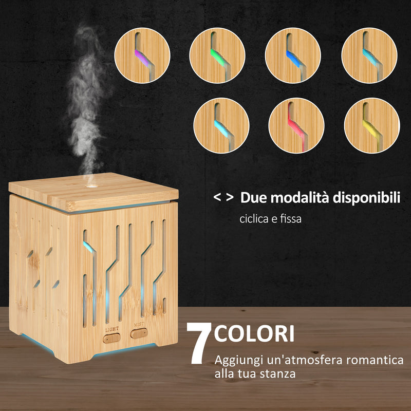 Diffusore di Aromi Oli Essenziali Vaporizzatore con Luci in Legno