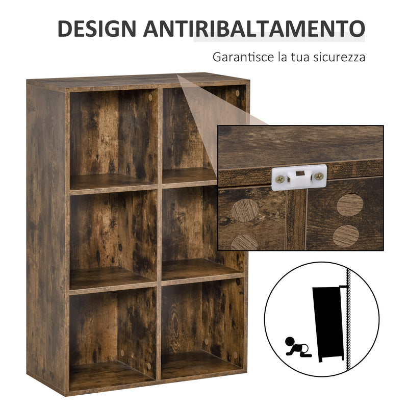 Libreria 6 Ripiani 65,5x30x97,5 cm in Legno Marrone