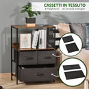 Cassettiera Multiuso 58x29x81,5 cm 2 Ripiani 3 Cassetti in Tessuto Grigio