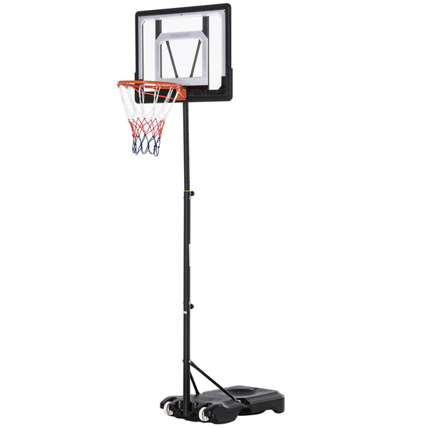 Outdoor-Basketballkorb Höhenverstellbar 160-210 cm aus Stahl mit Rädern Schwarz sconto